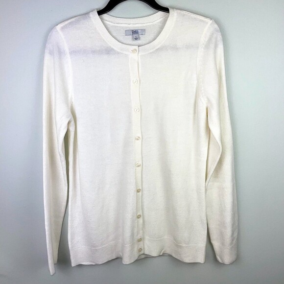 Croft & Barrow Ivory White Button Down Cardigan Sweater Long Sleeve Womens S EUC - Picture 1 of 7